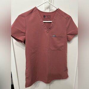 Figs Dusty Rose V-Neck Scrub Top